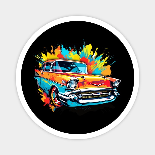 1957 Chevy Classic Hot Rod '57 Vintage Car HotRod Magnet by Tees 4 Thee